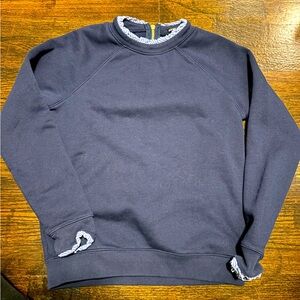 Size XXS Mercantile JCrew Navy sweatshirts with ruffle trim.